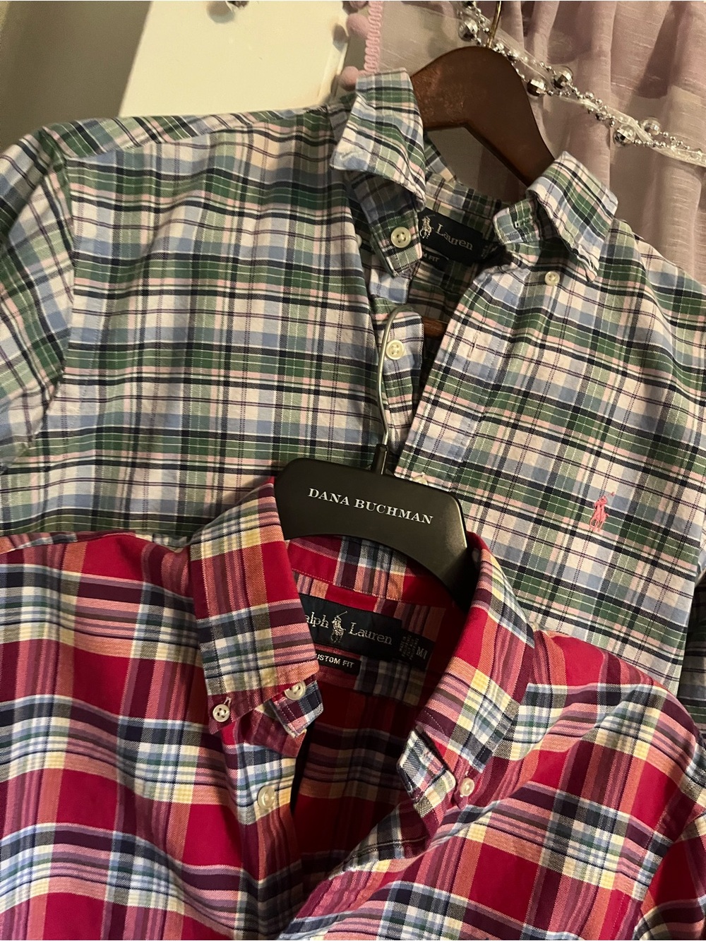 Ralph Lauren Men’s Plaid Button-Down Shirts. Pink & Green. Lot of 2.🩷💚